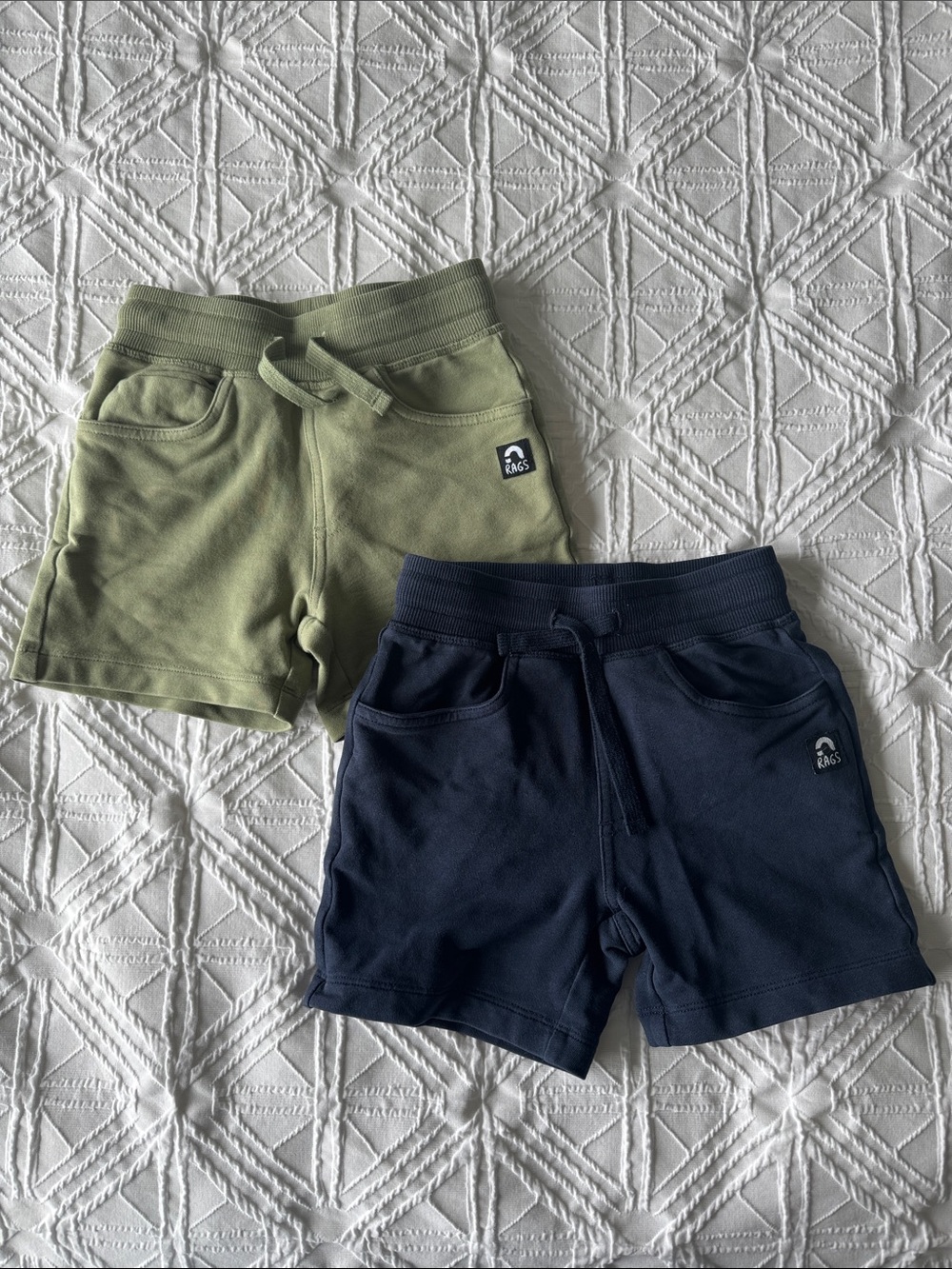 RAGS Kids | Cozy Knit Shorts | Olive & Navy | Size 3/4T